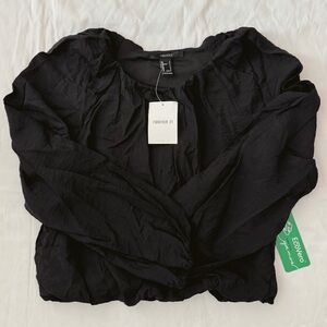 Forever 21 Black Crinkle Blouse Size S - NWT